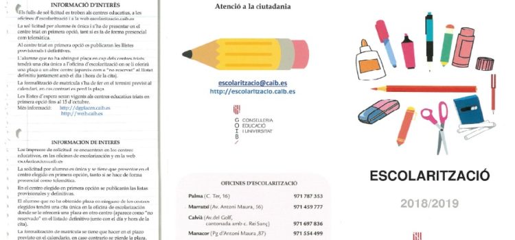 ESCOLARITZACIÓ 2018/2019 ESCOLARITZACIÓ 2018/2019