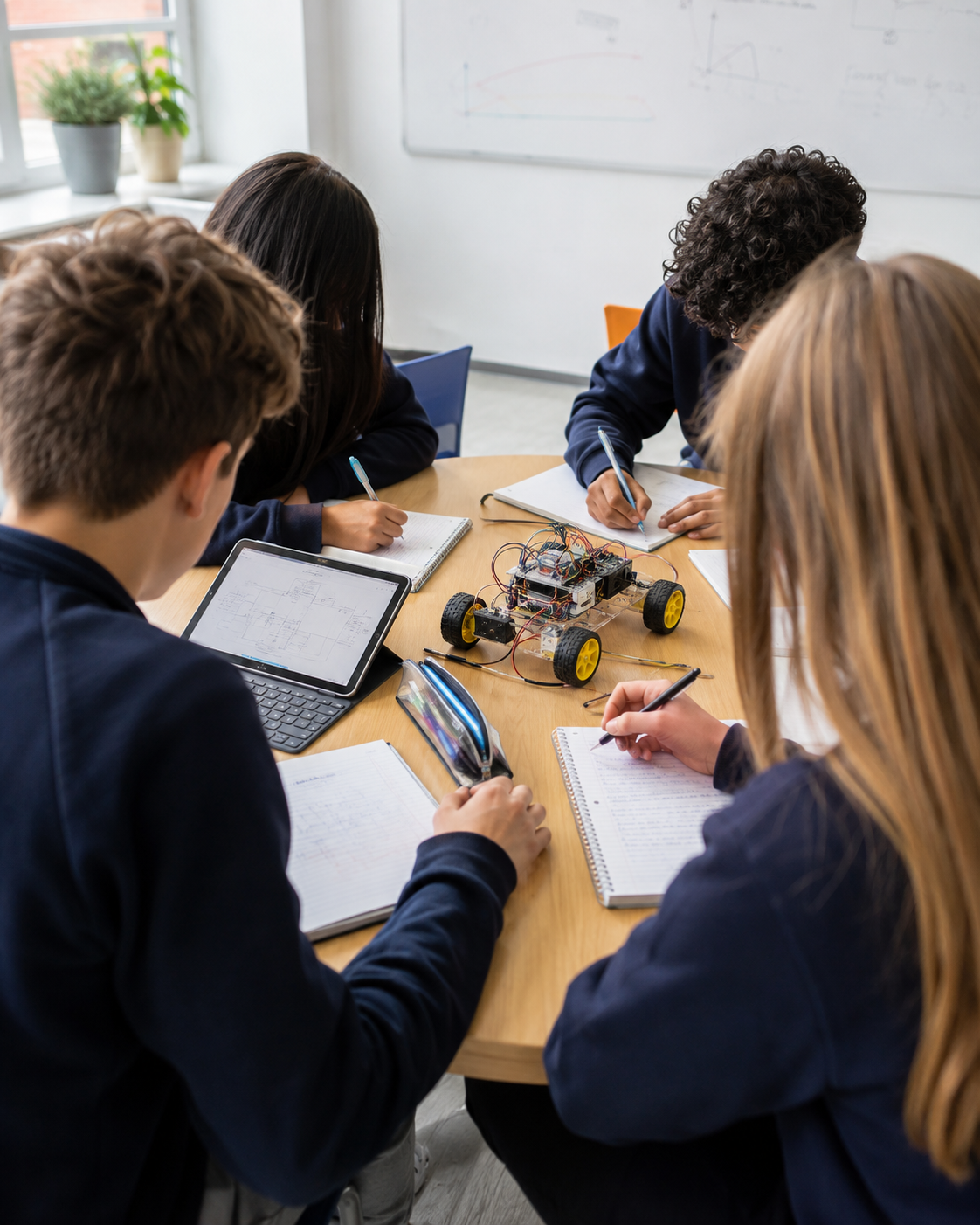 Alumnat de Secundària desenvolupant un projecte amb tecnologia